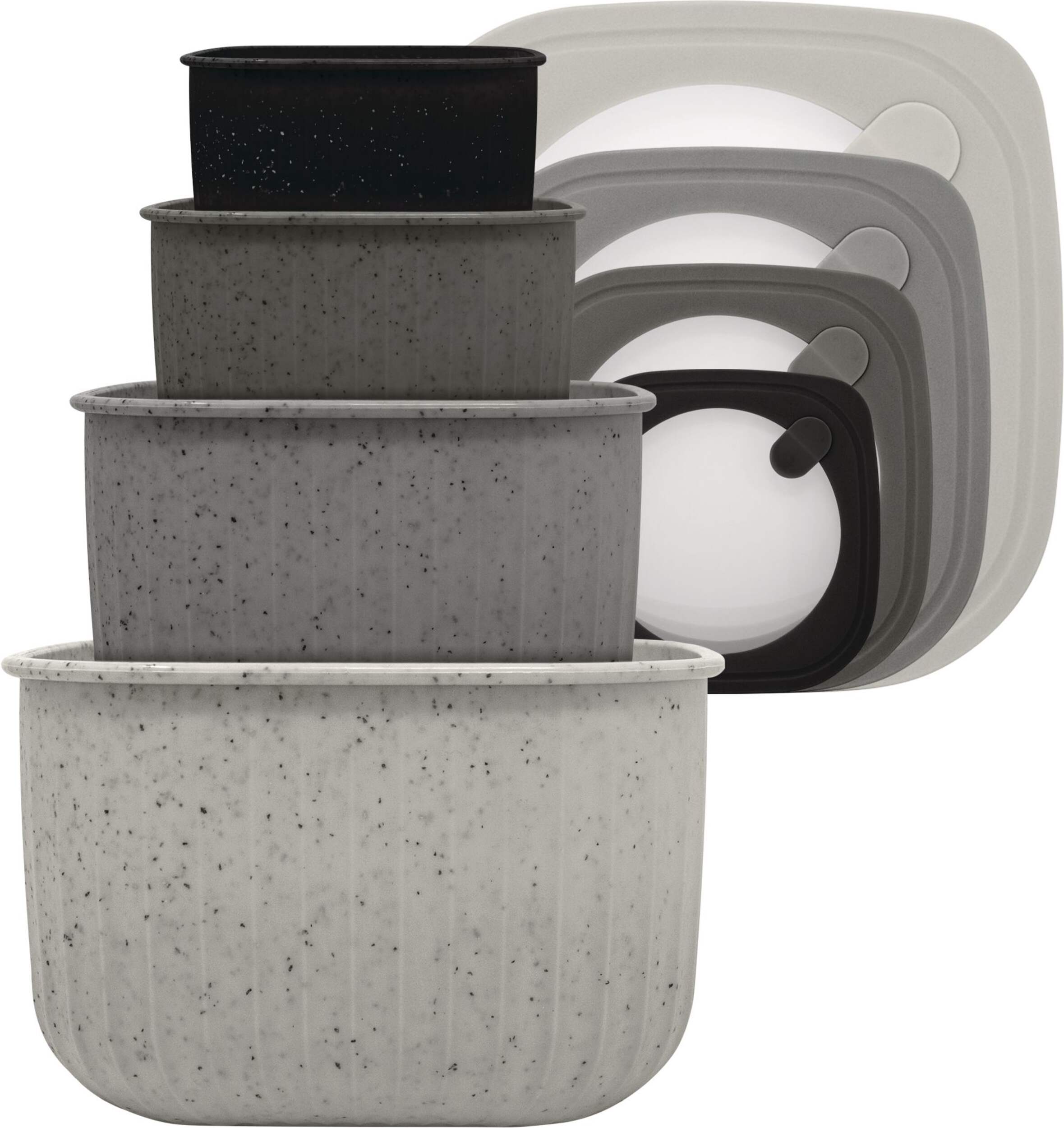 Master Chef Square Bowl Food Storage Container Set with Lid, Grey, 4-pc Composite_or_Mixed