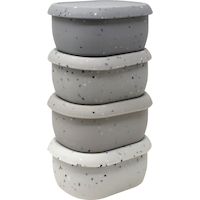 Master Chef Silicone Snack Food Storage Container Set, Grey Speckle, 4-pc Front_Three_Fourths_Angled_Right