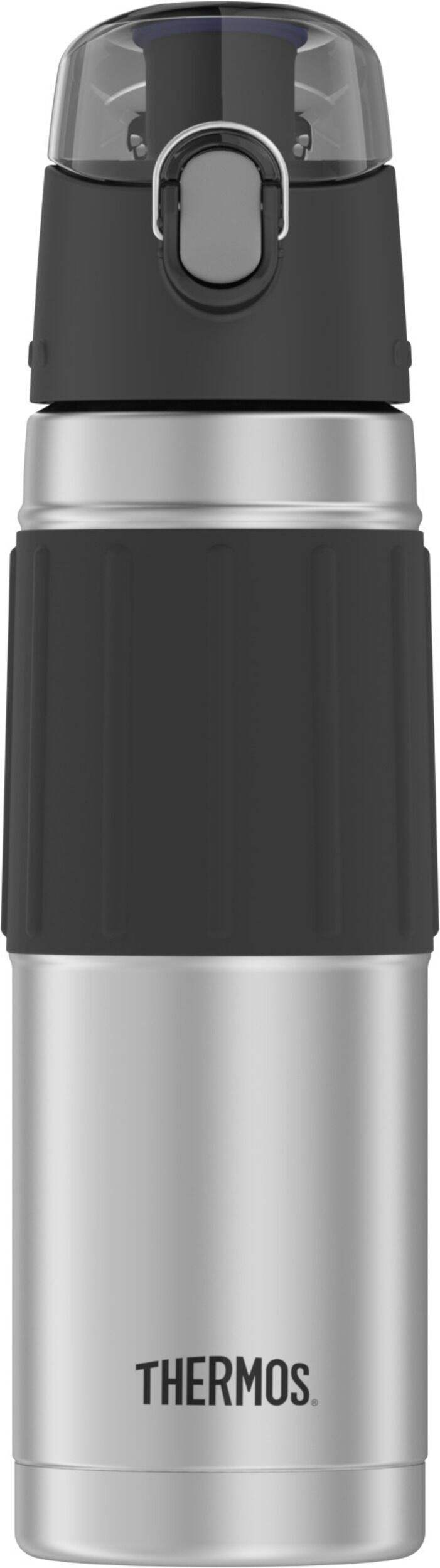 Gourde en acier inoxydable Thermos avec couvercle à bouton-pressoir, noir, 530 mL Front_Flat
