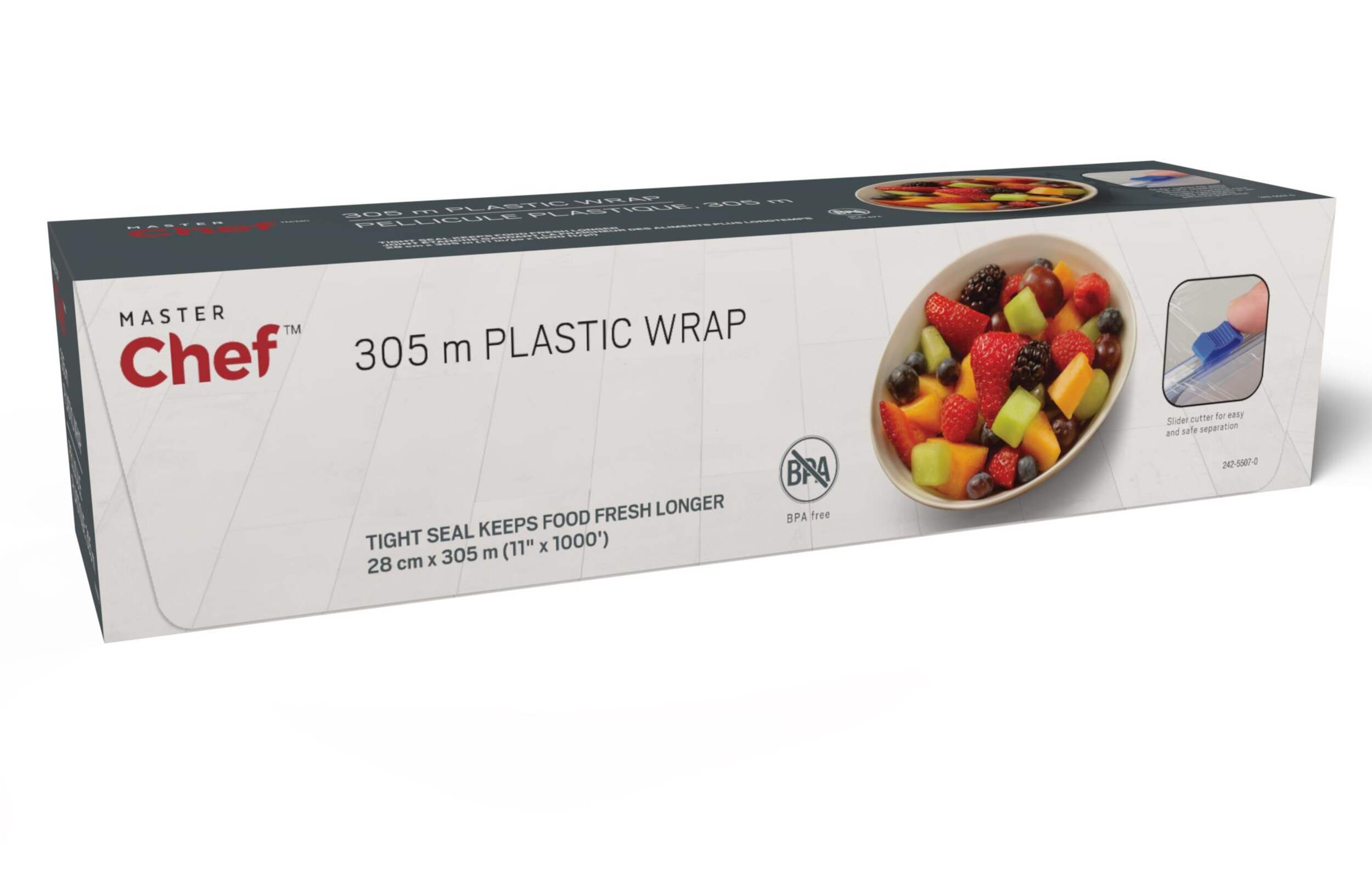 Master Chef Plastic Food Wrap with Slide Cutter Front_Angled_Right