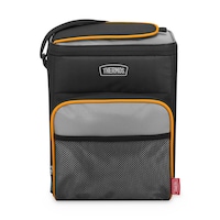 Thermos Elements Antimicrobial 12-Can Soft Cooler with Shoulder Strap, Black/Orange Front_Elevated