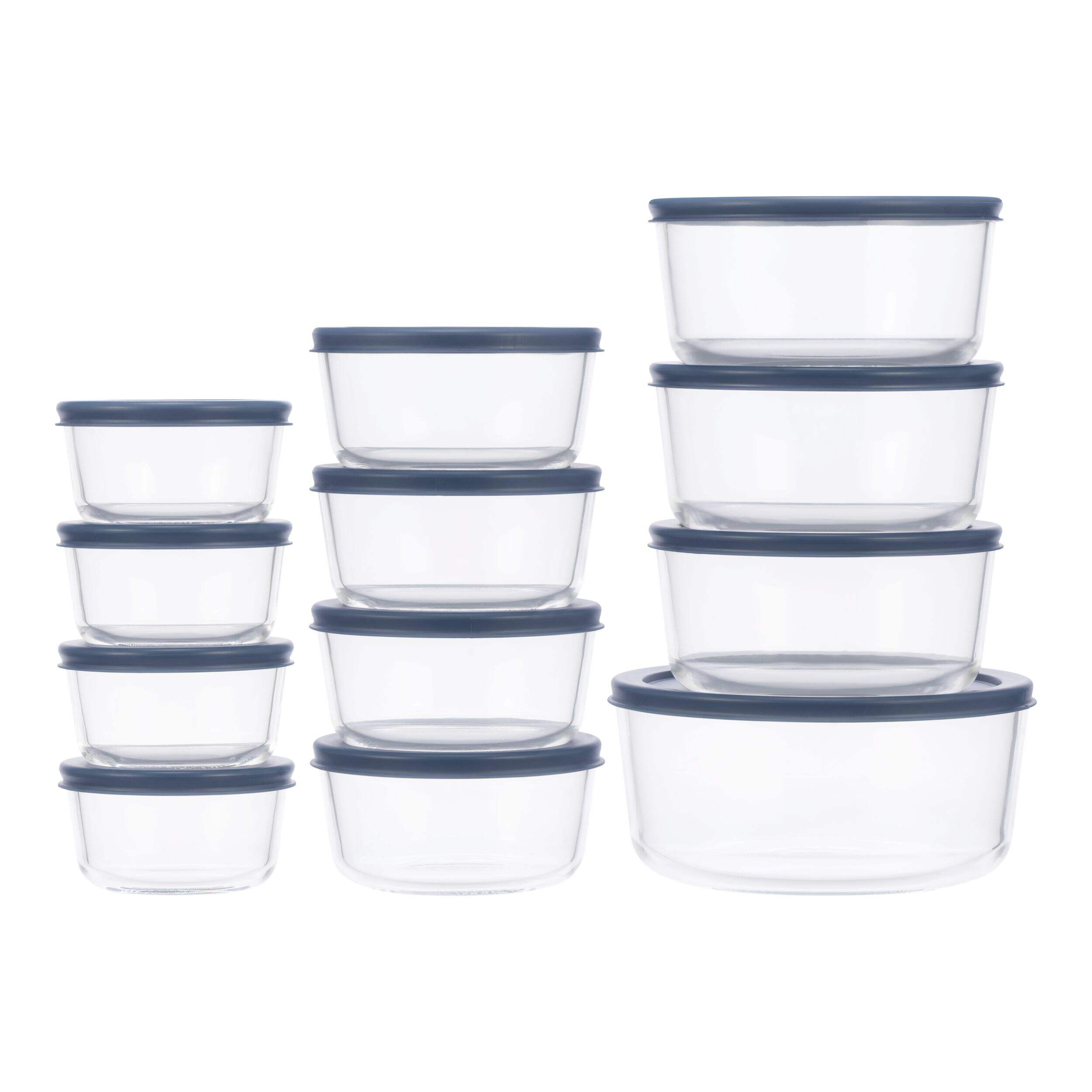 Contenants pour aliments ronds en verre Vida par PADERNO avec couvercles, paq. 24 Front_Elevated