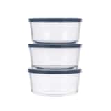 Vida by PADERNO Round Glass Food Storage Container Set with Lids, 4-Cup Capacity, 6-pc Front_Flat
