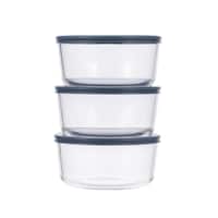 Vida by PADERNO Round Glass Food Storage Container Set with Lids, 4-Cup Capacity, 6-pc Front_Flat