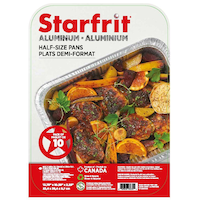 Plats à table à vapeur jetables en aluminium, Starfrit, demi-taille, paq. 10 Overhead_Flat