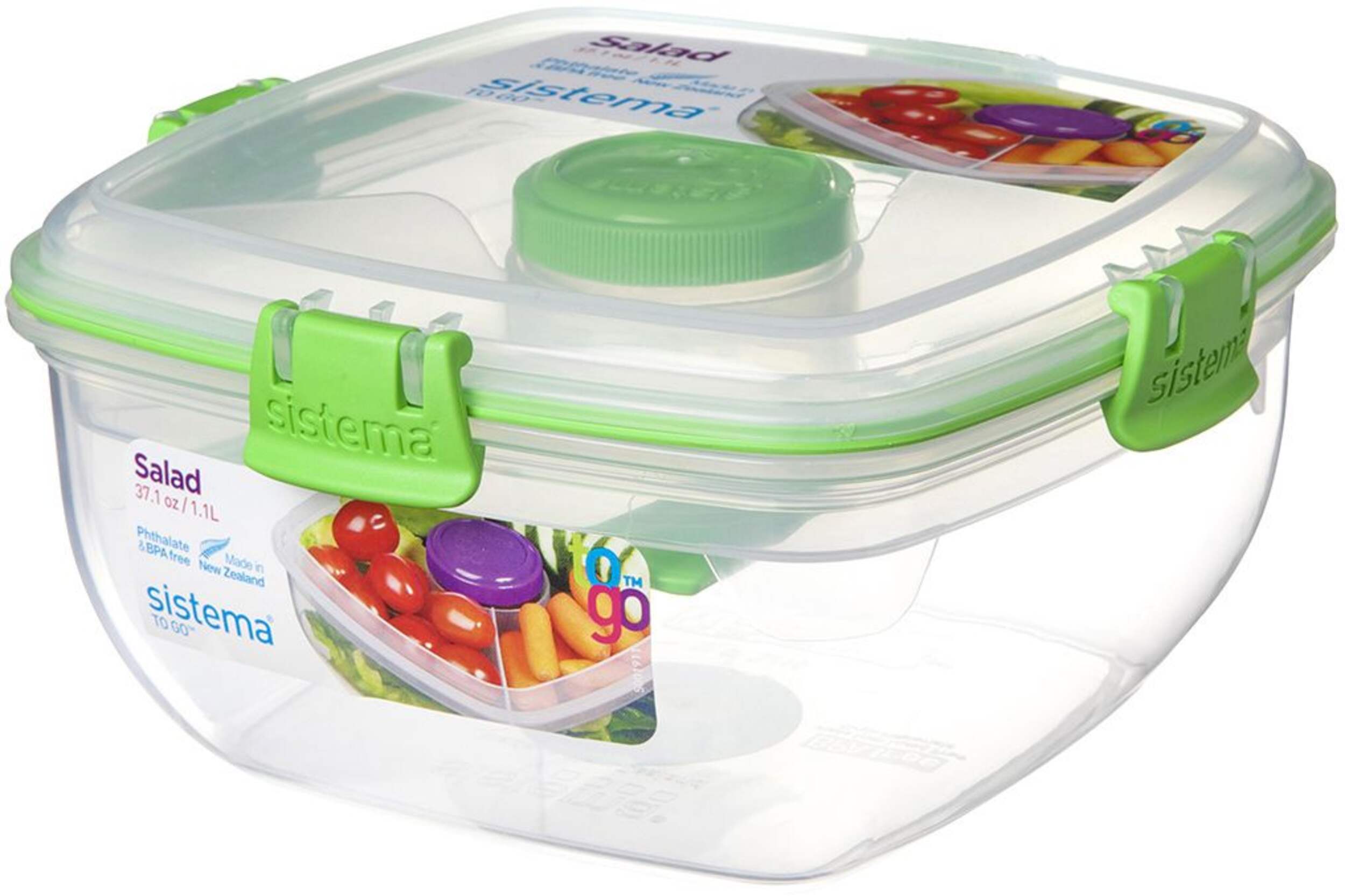 Sistema Salad to Go Plastic Storage Container, 1.10L Front_Angled_Left