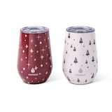 Manna Insulated Stainless Steel Wine Tumbler with Lid, Twinkle & Tree Holiday Set, 12-oz, 2-pc Front_Flat