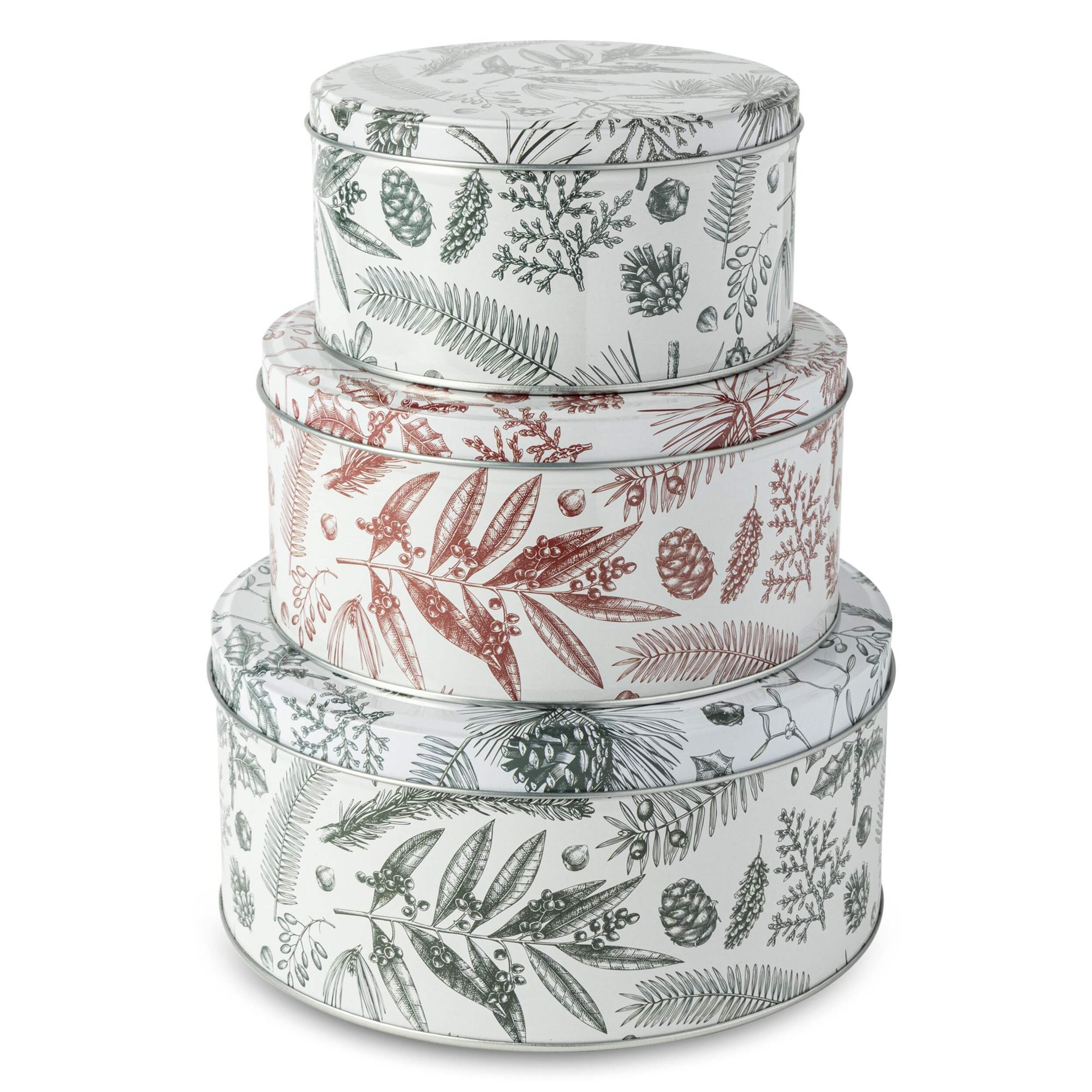 Core Home Foliage Print Storage Tin Canister Set, 3 Count Front_Elevated