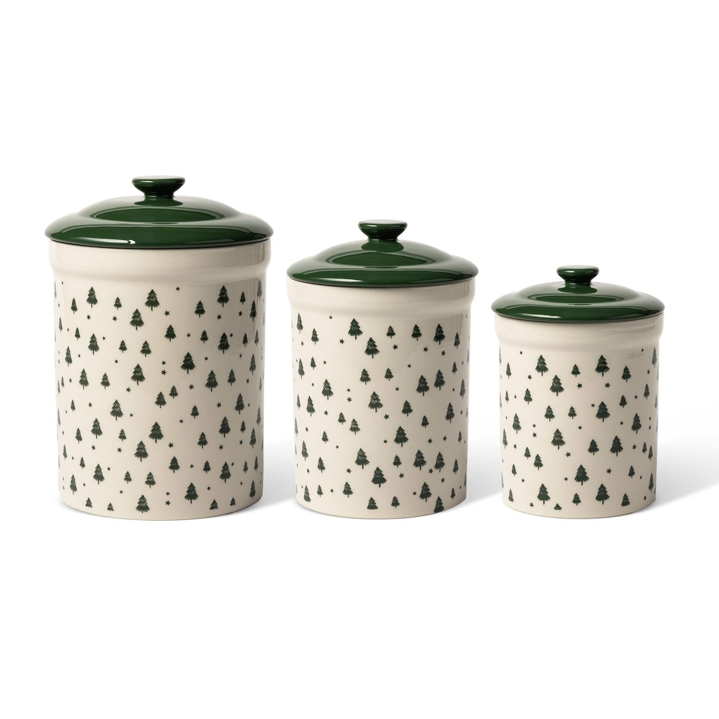 Core Home Decorative Ceramic Green Trees Cookie Jars, 3 Count Front_Flat
