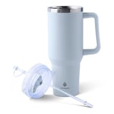 Manna Atlas Insulated Stainless Steel Tumbler with 2-in-1 Lid and Straw Topper, Assorted Colours, 40-oz Front_Flat