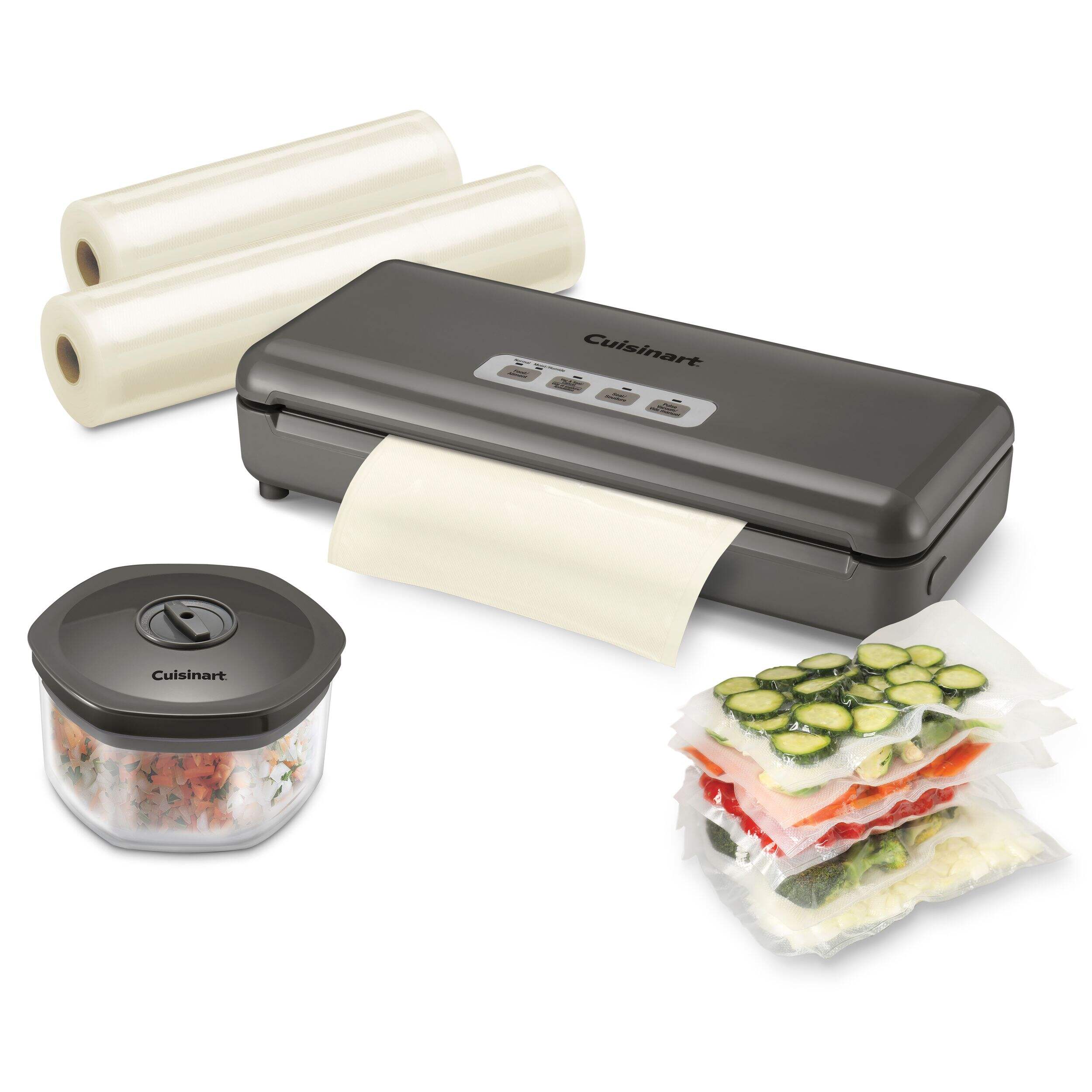 Cuisinart Vacuum Sealer Eco Bundle with Roll Storage, Flat/Matte Composite_or_Mixed