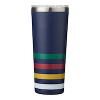 Hudson’s Bay Stripes Stainless Steel Travel Mug, Navy, 22-oz Front_Flat