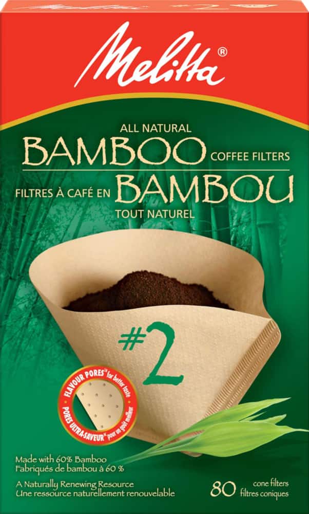 Filtres à café no 2 en bambou Melitta All Natural, forme conique, paq. 80