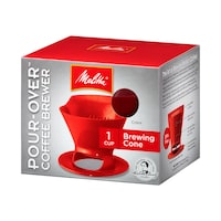 Melitta Ready Set Joe Single Cup Pour Over Coffee Brewer Maker, Portable, Red
