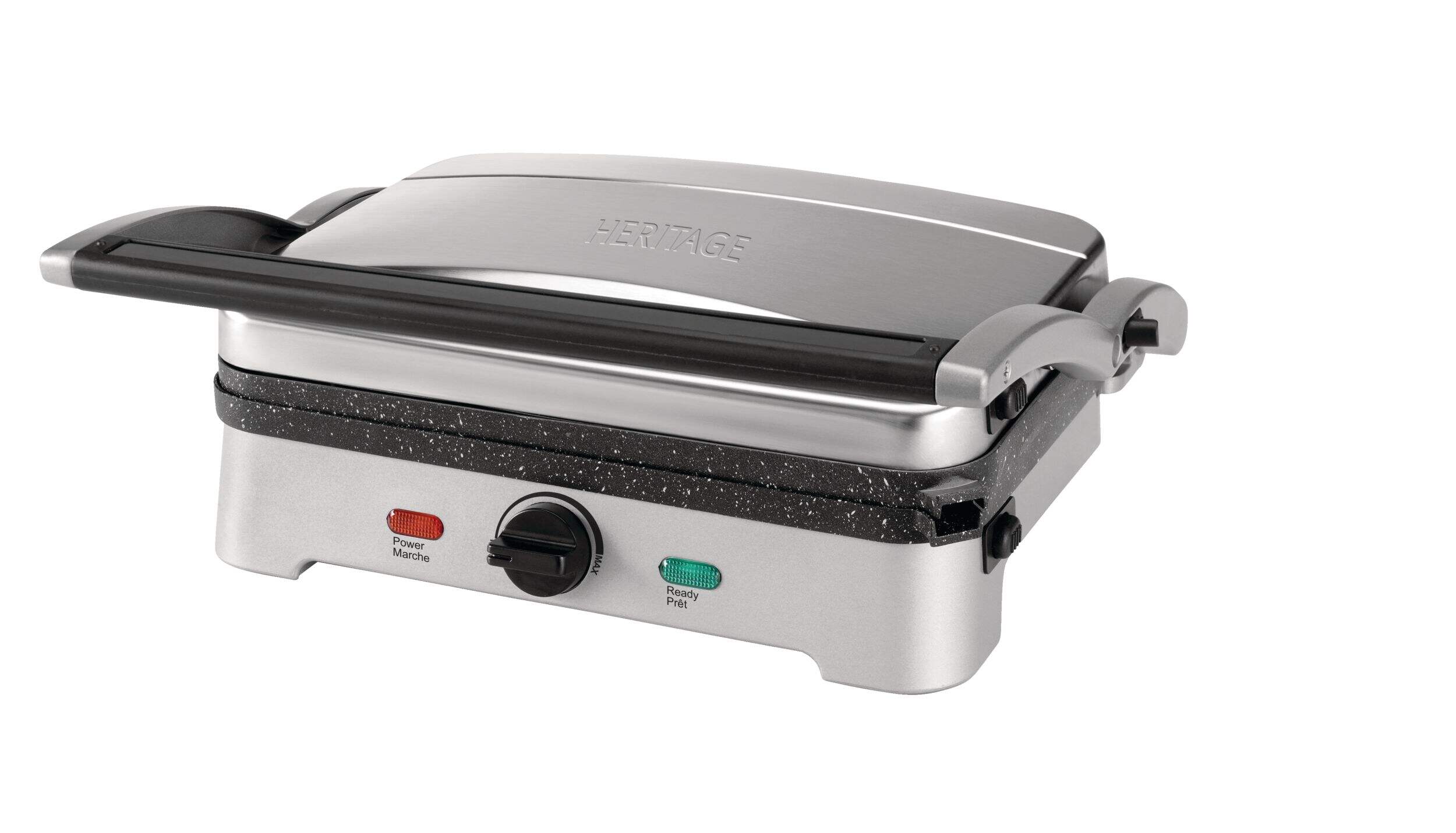 Heritage The Rock Non-Stick Panini Grill Press/Sandwich Maker, Stainless Steel Front_Angled_Left