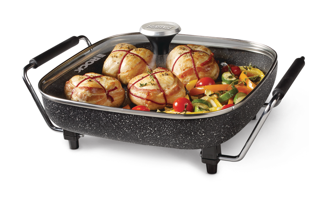 Heritage The Rock NonStick Electric Skillet, Black, 12x12in