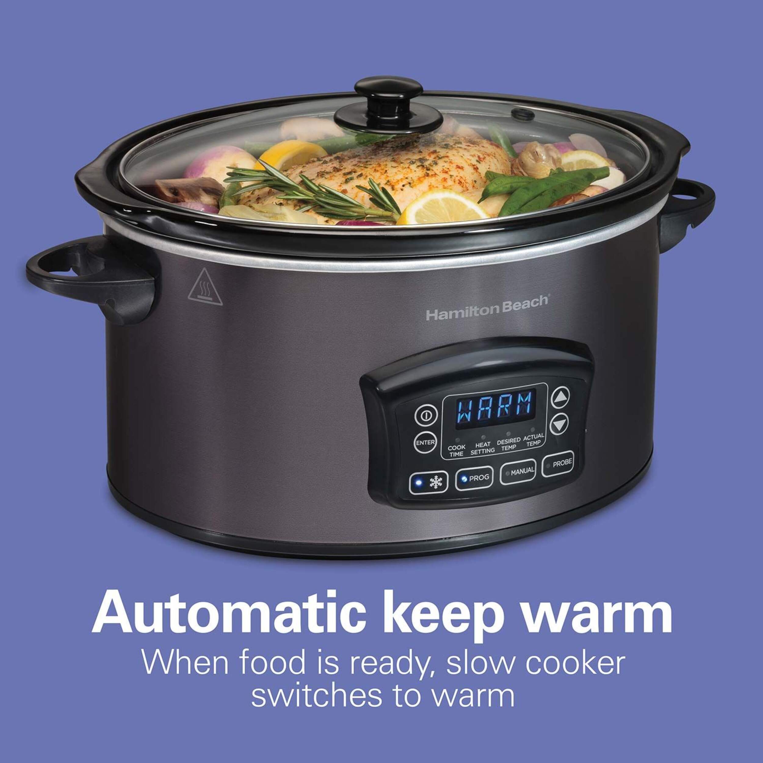 Hamilton Beach Programmable Defrost Slow Cooker, Black, 6qt Canadian