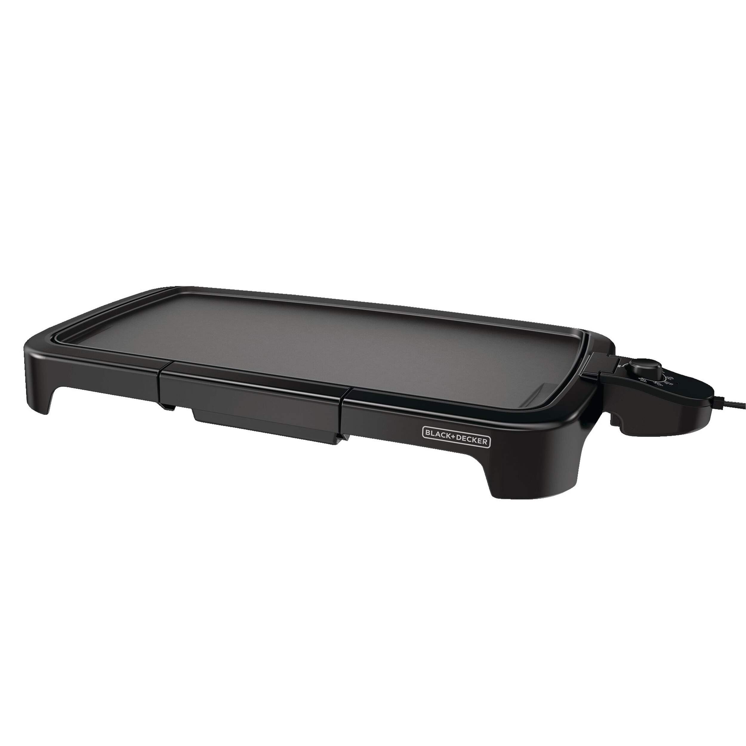 Black & Decker Family Sized Electric Griddle, Black, 20-in x 11-in Front_Angled_Left