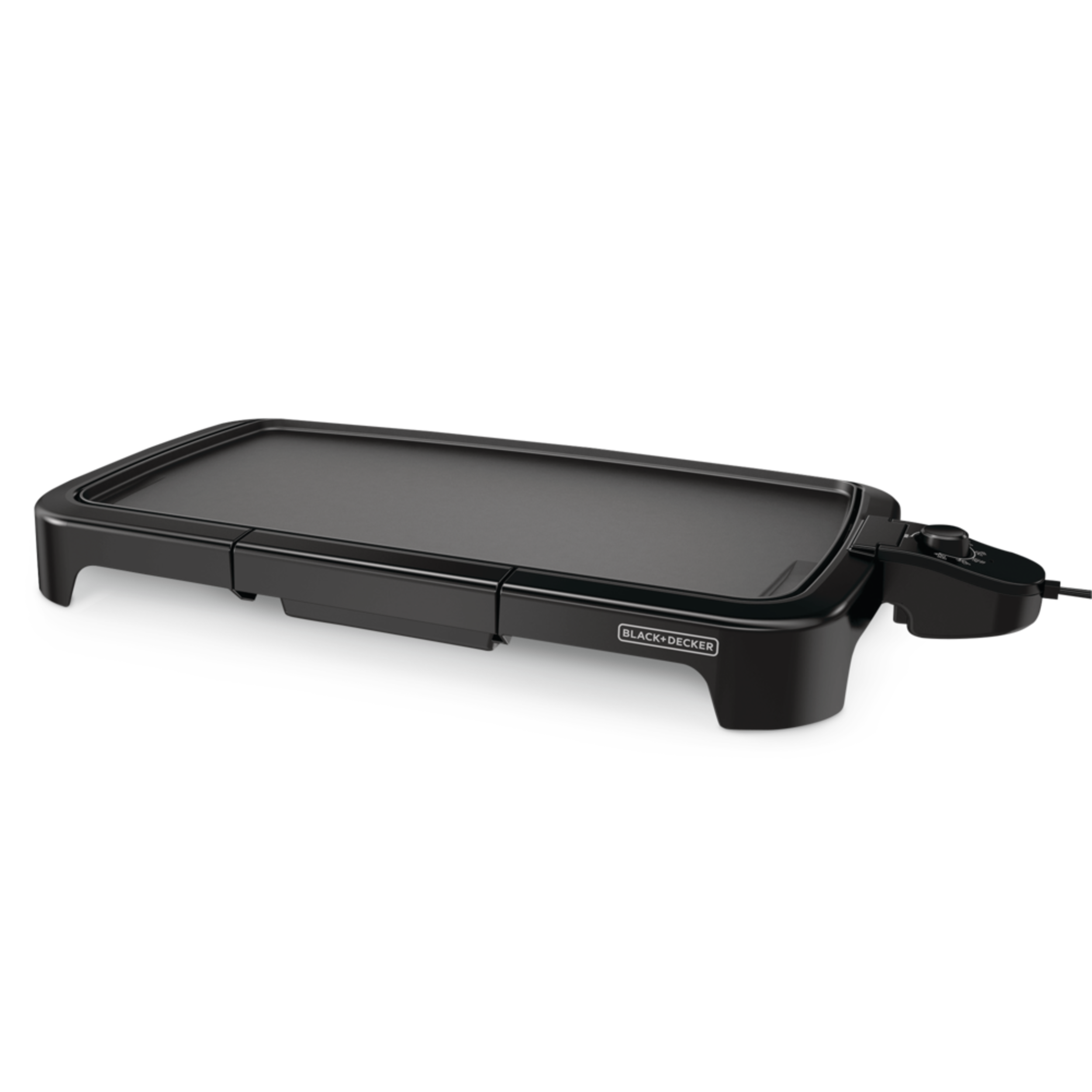 Black & Decker Family Sized Electric Griddle, Black, 20-in x 11-in Front_Angled_Left