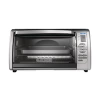 Black & Decker 6-Slice Digital Countertop Convection Toaster Oven, Silver Front_Flat