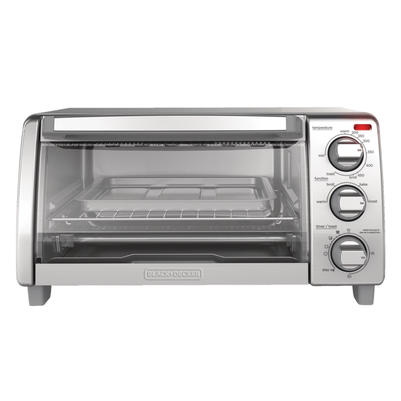 Black & Decker 4Slice Toaster Oven with Natural Convection, Stainless Steel, 4 Cooking