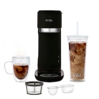 Mr. Coffee Hot Coffee & Iced Coffee Maker with Reusable Tumbler & Coffee Filter, Black Front_Flat