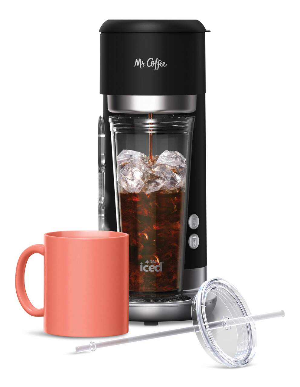 Mr. Coffee Iced and Hot Coffee Maker, Single Serve Machine with 22-Ounce  Tumbler and Reusable Coffee Filer, Black