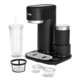 Mr. Coffee Hot Coffee, Iced Coffee & Latte Maker with Integrated Frother & Tumbler, Black Front_Angled_Left