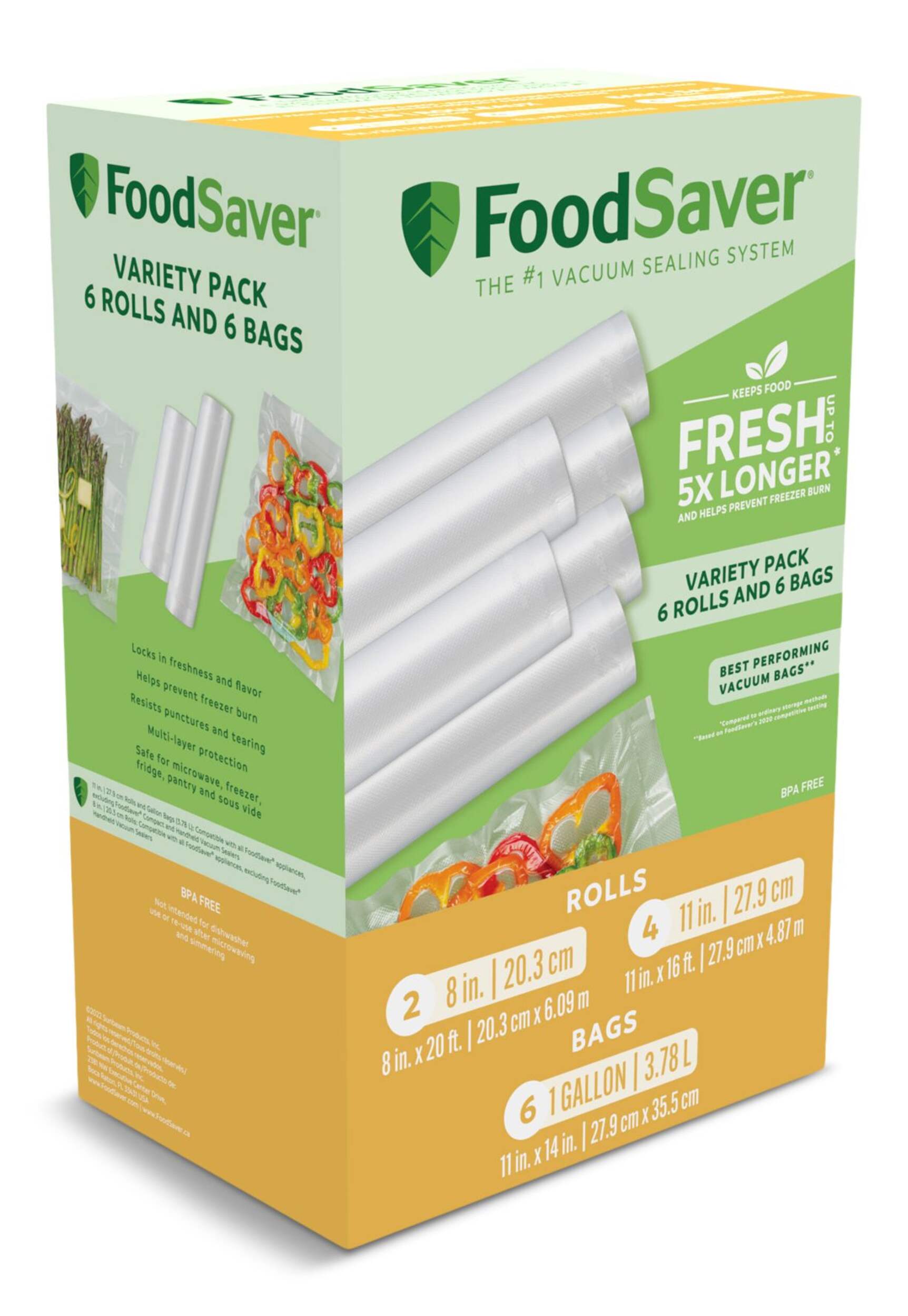 FoodSaver BPA-Free Multi-Pack Vacuum-Seal Rolls Front_Three_Fourths_Angled_Right