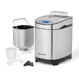 Starfrit Digital Display Breadmaker, Stainless Steel, 2-lb Front_Three_Fourths_Angled_Left