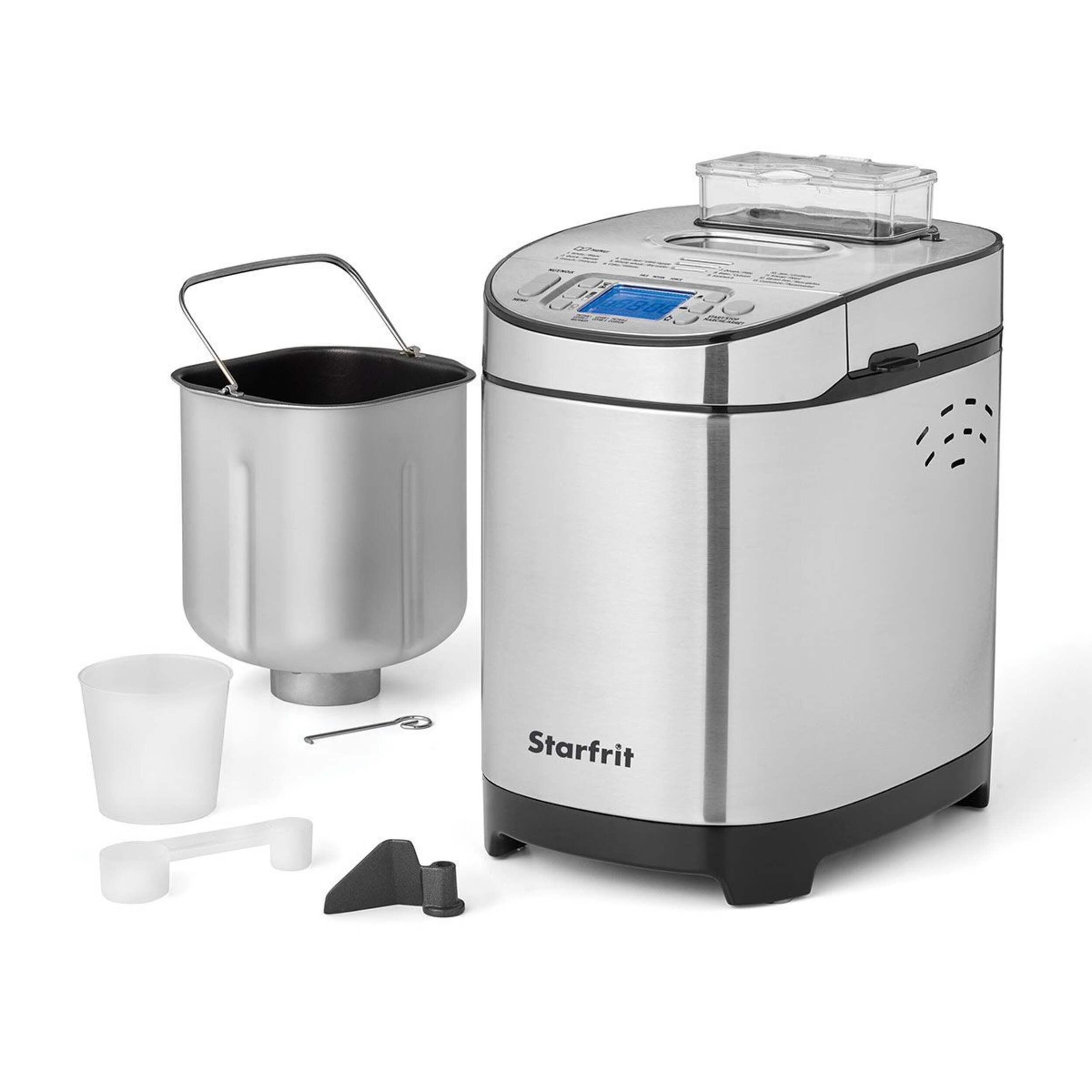 Starfrit Digital Display Breadmaker, Stainless Steel, 2-lb Front_Three_Fourths_Angled_Left