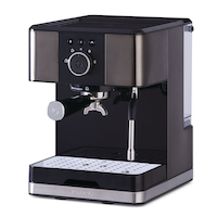 Paderno Espresso Machine with Milk Frother, 20-Bar Pump, Black, 12-Cup Front_Three_Fourths_Angled_Left