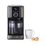 Paderno Programmable Coffee Maker with Glass Carafe, Black Stainless Steel, 12-Cup Front_Flat