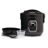 Cuiseur à riz et cuiseur à vapeur antiadhésif Deluxe de MASTER Chef, noir, 10 tasses Front_Elevated