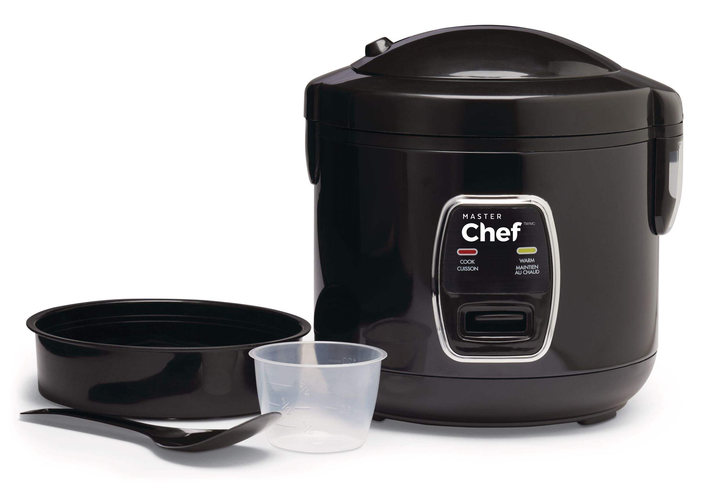 MASTER Chef Deluxe Non-Stick Rice Cooker & Steamer, Black, 10 Cups Front_Elevated