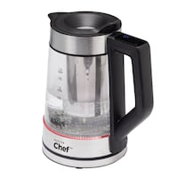 MASTER Chef 360° Cordless Glass Kettle with Steeper, Black/Stainless Steel, 1.7-L Front_Angled_Right