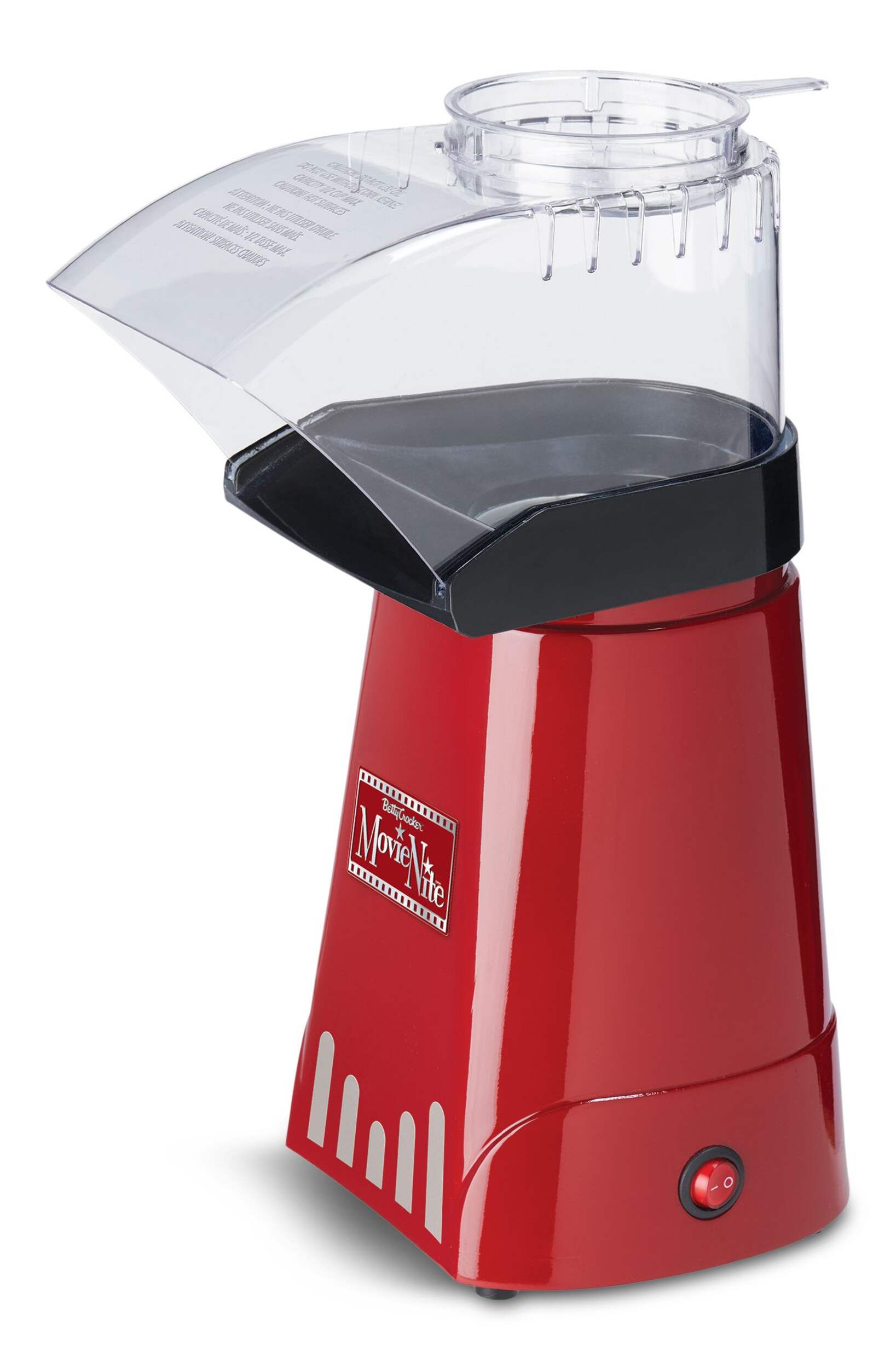 Betty Crocker Movie Nite Oil-Free Popcorn Maker, Red, 12-Cup Front_Angled_Left