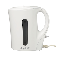 Simplicité Corded Electric Kettle w/ Auto Shut Off, White, 1-L