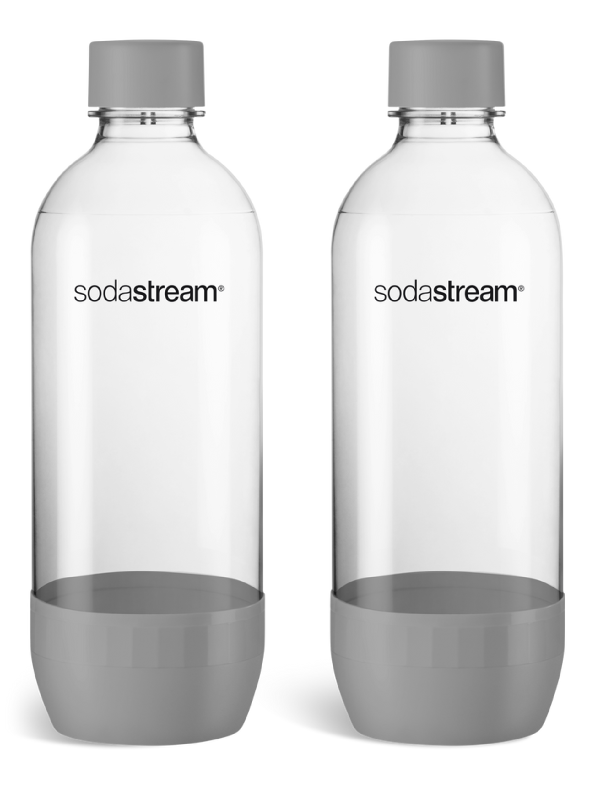 SodaStream Classic Carbonating Bottles, BPA-Free, Grey, 1-L, 2-pk Front_Flat