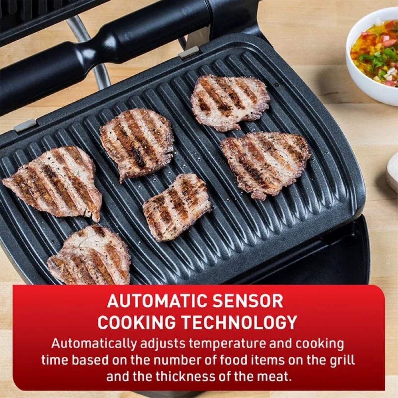  T-fal OptiGrill Stainless Steel Electric Grill 4 Servings 6  Automatic Cooking Modes, Intelligent grilling rare to well-done 1800 Watts  Nonstick Removable Plates, Dishwasher Safe, Indoor, Silver : Everything Else