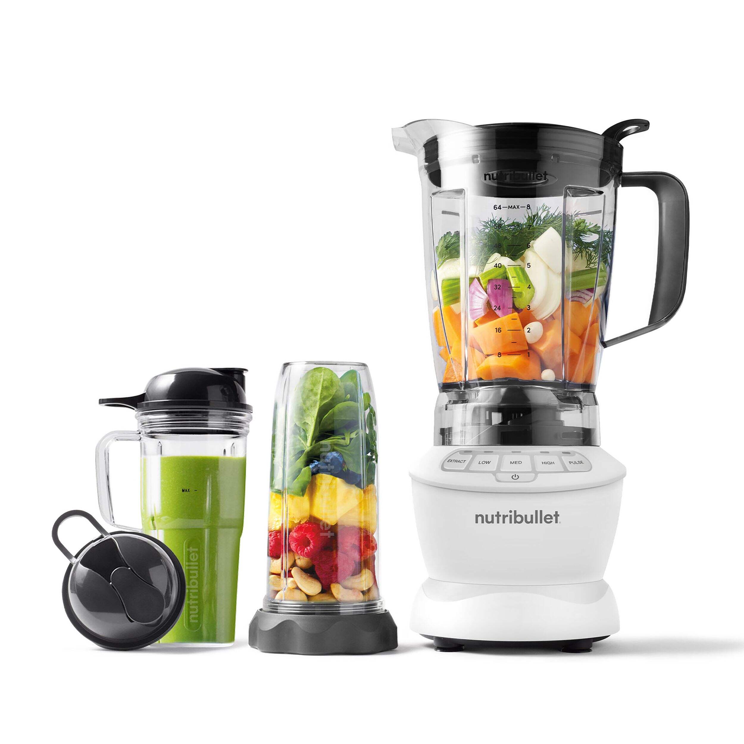 NutriBullet® Full Sized & Single Serve Blender Combo, Includes 64-oz Pitcher & Accessories, 1200W Front_Flat