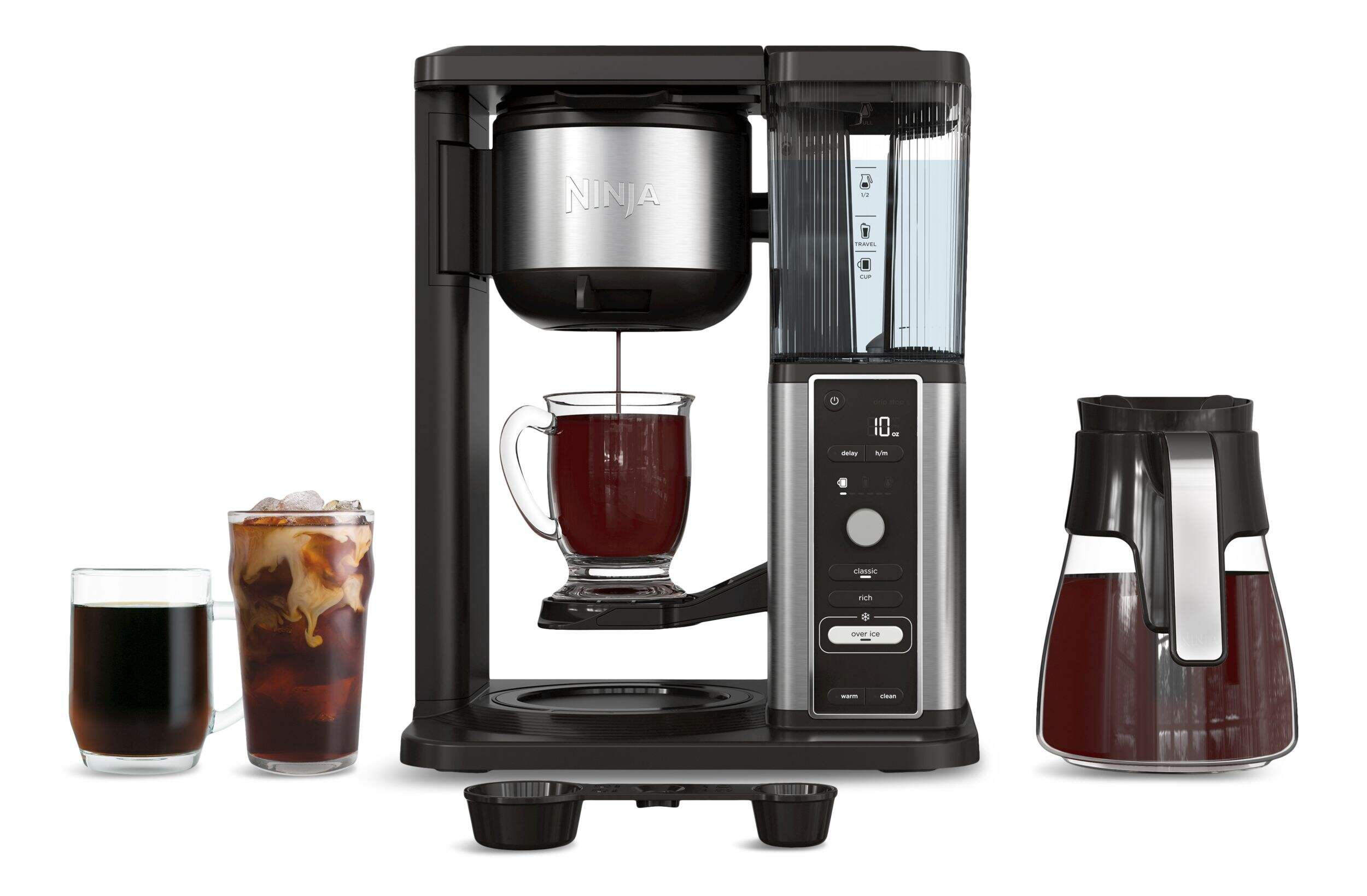 Ninja Speciality Iced/Hot Coffee Maker with Glass Carafe, Pod-Free, Black, 10-Cup Front_Flat