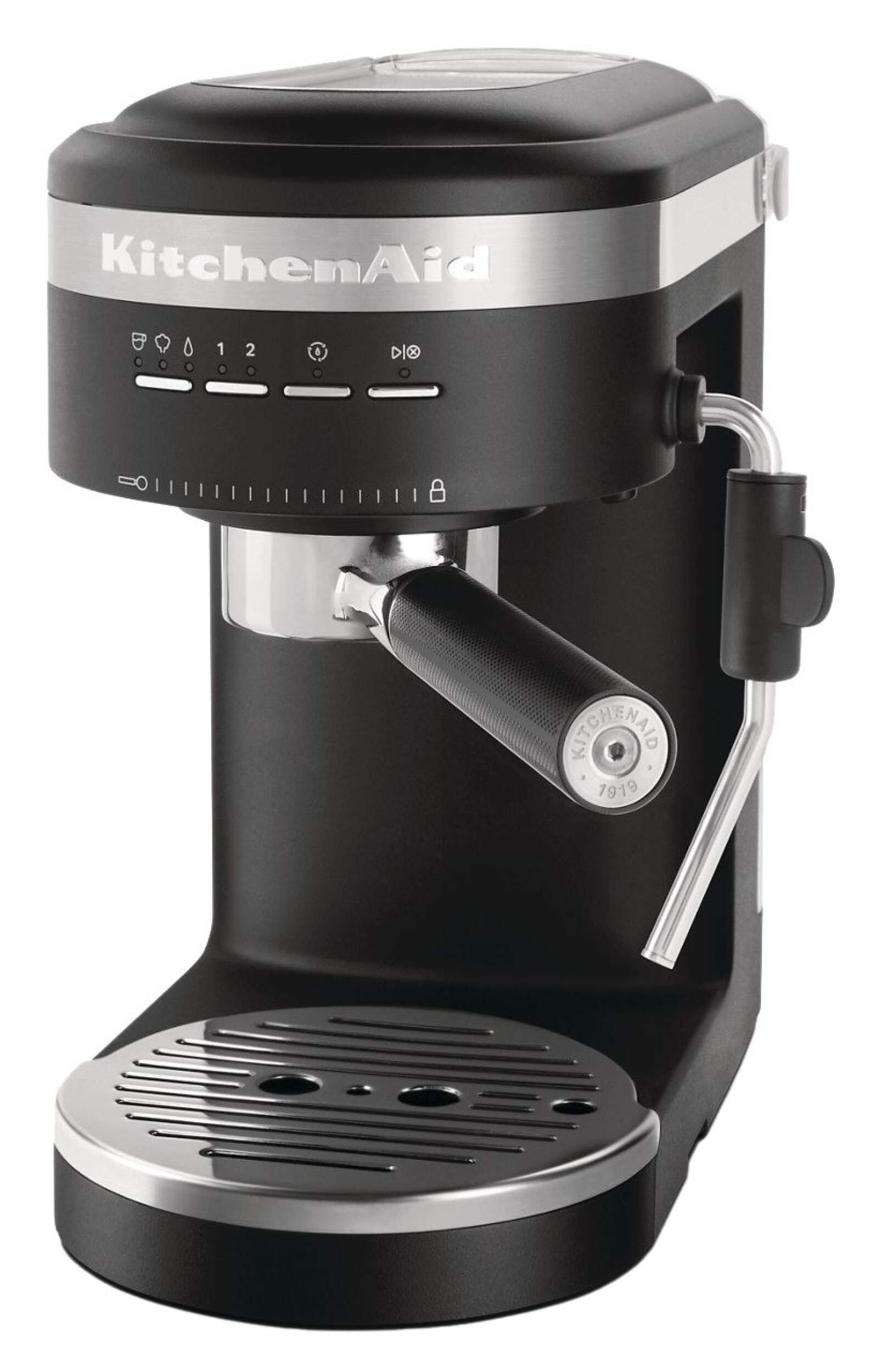 Kitchen Aid Semi Automatic Espresso Machine with Steam Wand, Black Front_Three_Fourths_Angled_Left