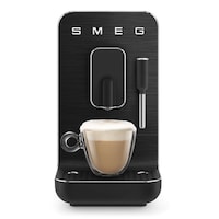Smeg Full Automatic Espresso & Coffee Maker with Milk Steam Wand, 19-Bar Pump, Black Front_Flat