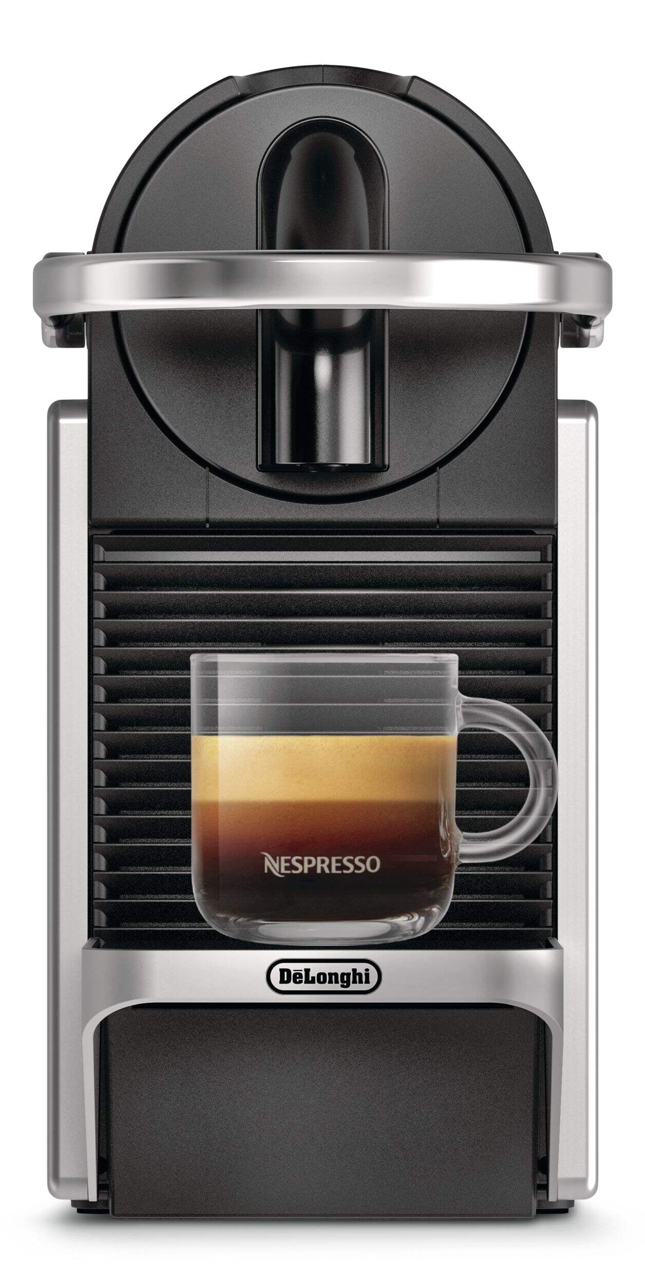 Machine à espresso compacte Nespresso Pixie de DeLonghi, pompe de 19 bars, argenté Front_Flat