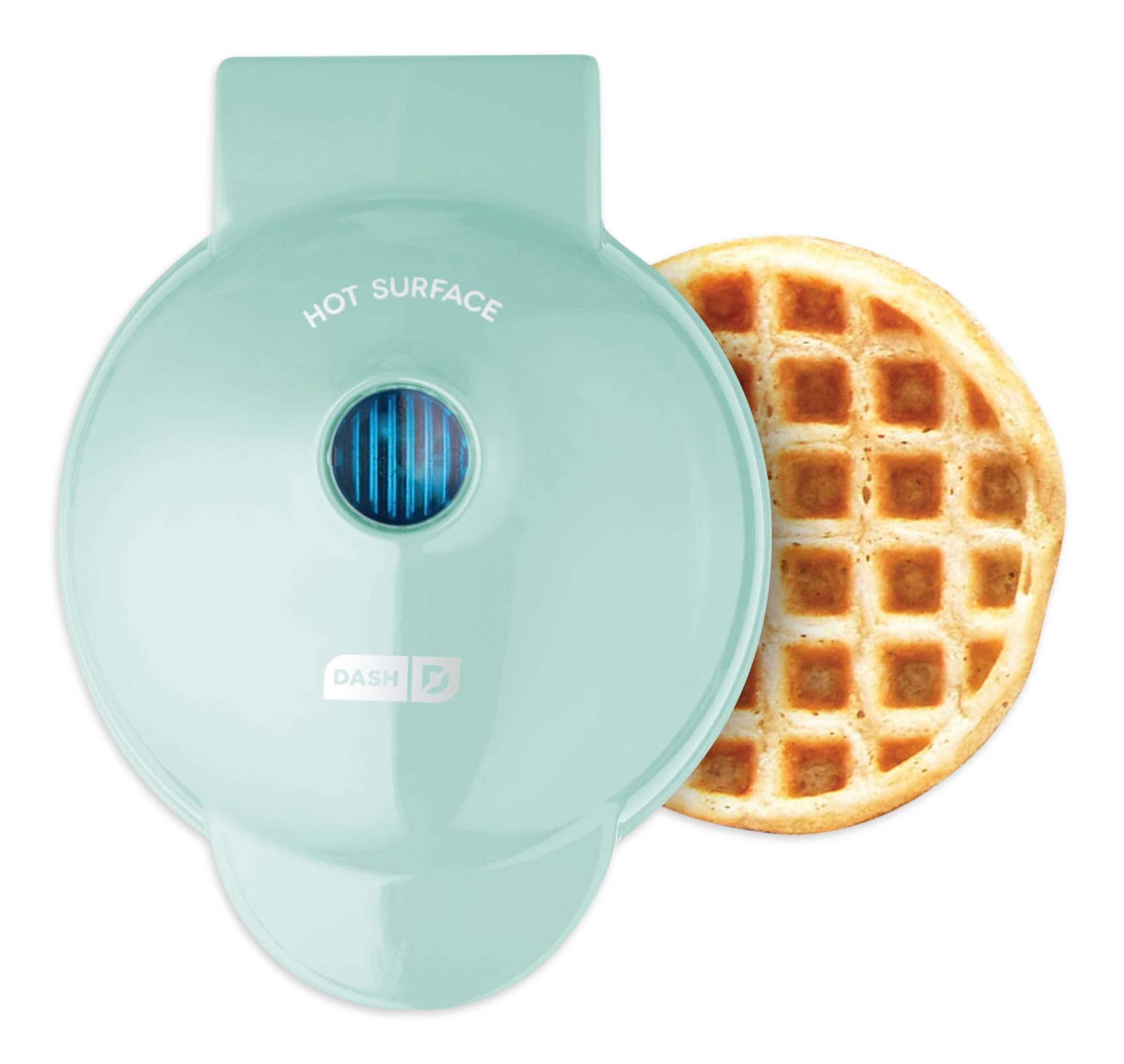 Dash Compact Mini, Non-Stick Waffle Maker, Aqua Overhead_Flat