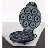 Dash Express Mini Compact Electric Donut Maker, Non-Stick Surface, Aqua Front_Angled_Left