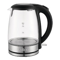 Salton Cordless Electric Glass Kettle with Auto Shut Off, Black/Stainless Steel, 1.7-L Front_Flat