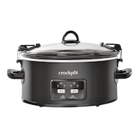 Crock-Pot Digital Programmable Cook & Carry Slow Cooker with Locking Lid, Feeds 7 People & More, Matte Black, 6-qt