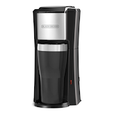 Black & Decker Single Serve Coffee Maker with Travel Mug, Black Front_Three_Fourths_Angled_Left
